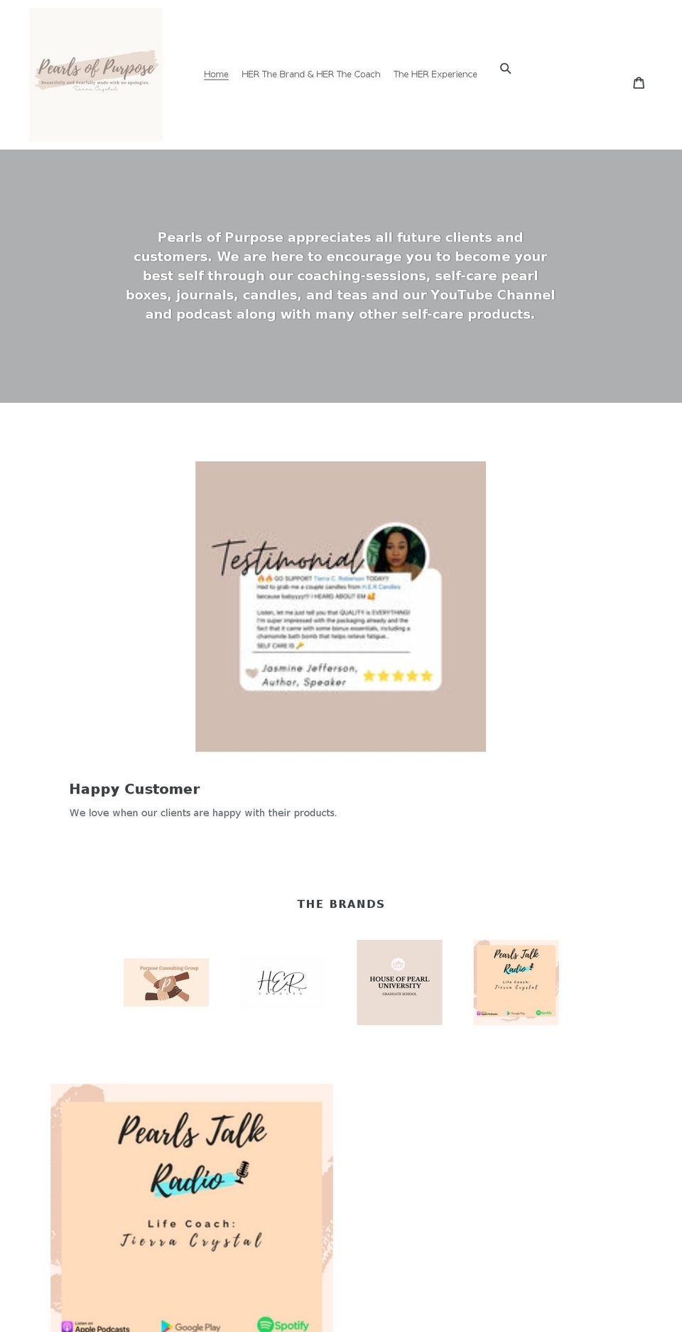 pearlsofpurpose.com shopify website screenshot