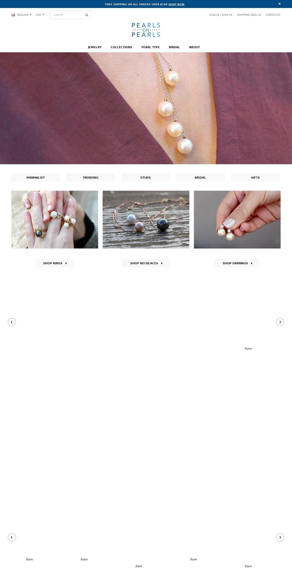 Gold Shopify theme site example pearlsonpearls.com