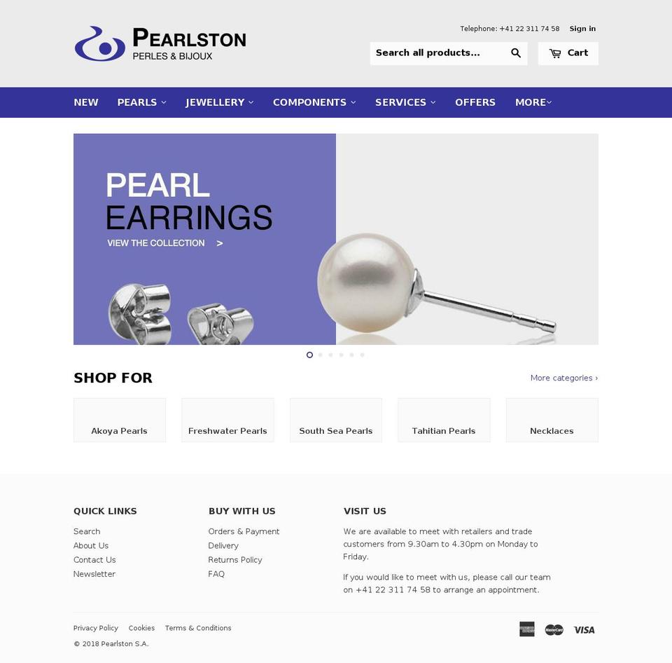 pearlston.com shopify website screenshot