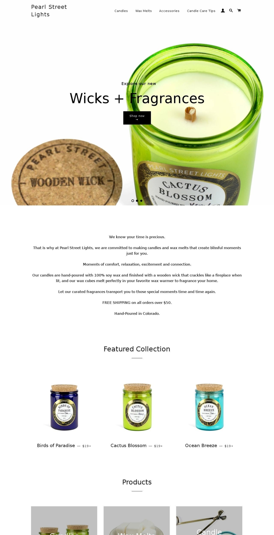 pearlstreetlights.com shopify website screenshot