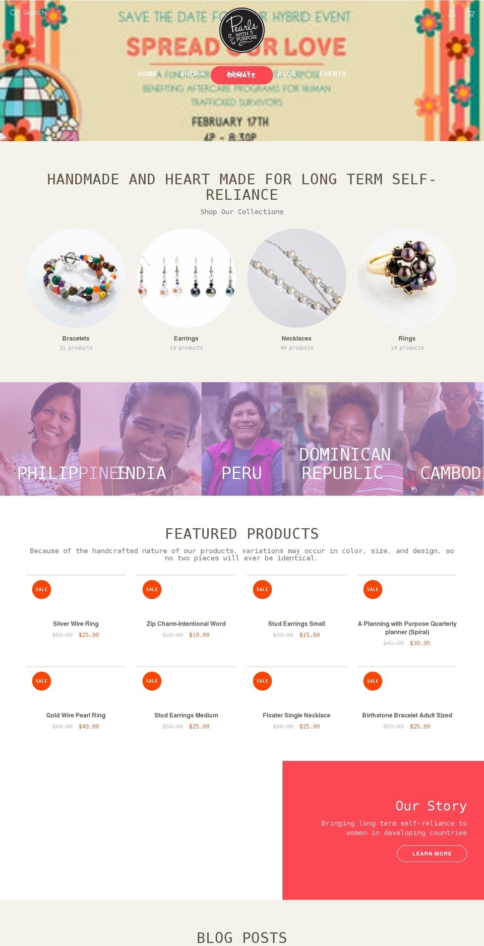 pearlswithpurpose.org shopify website screenshot