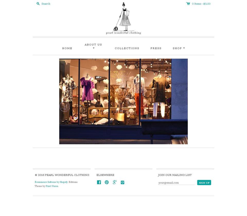 pearlwonderfulclothing.com shopify website screenshot