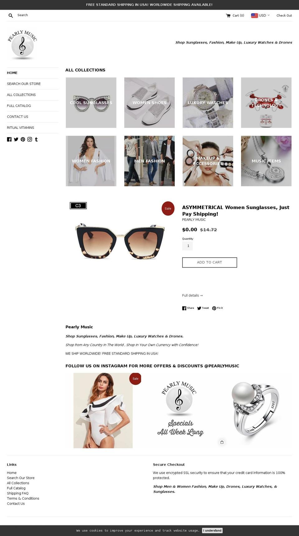 pearly-music.com — Shopify storefront screenshot