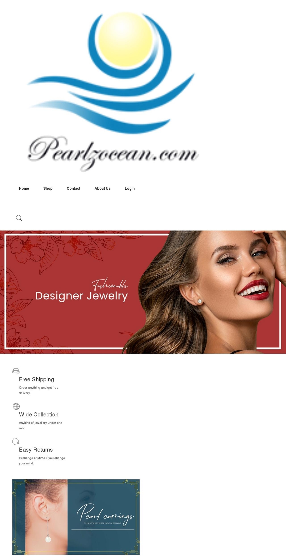 pearlzocean.com shopify website screenshot