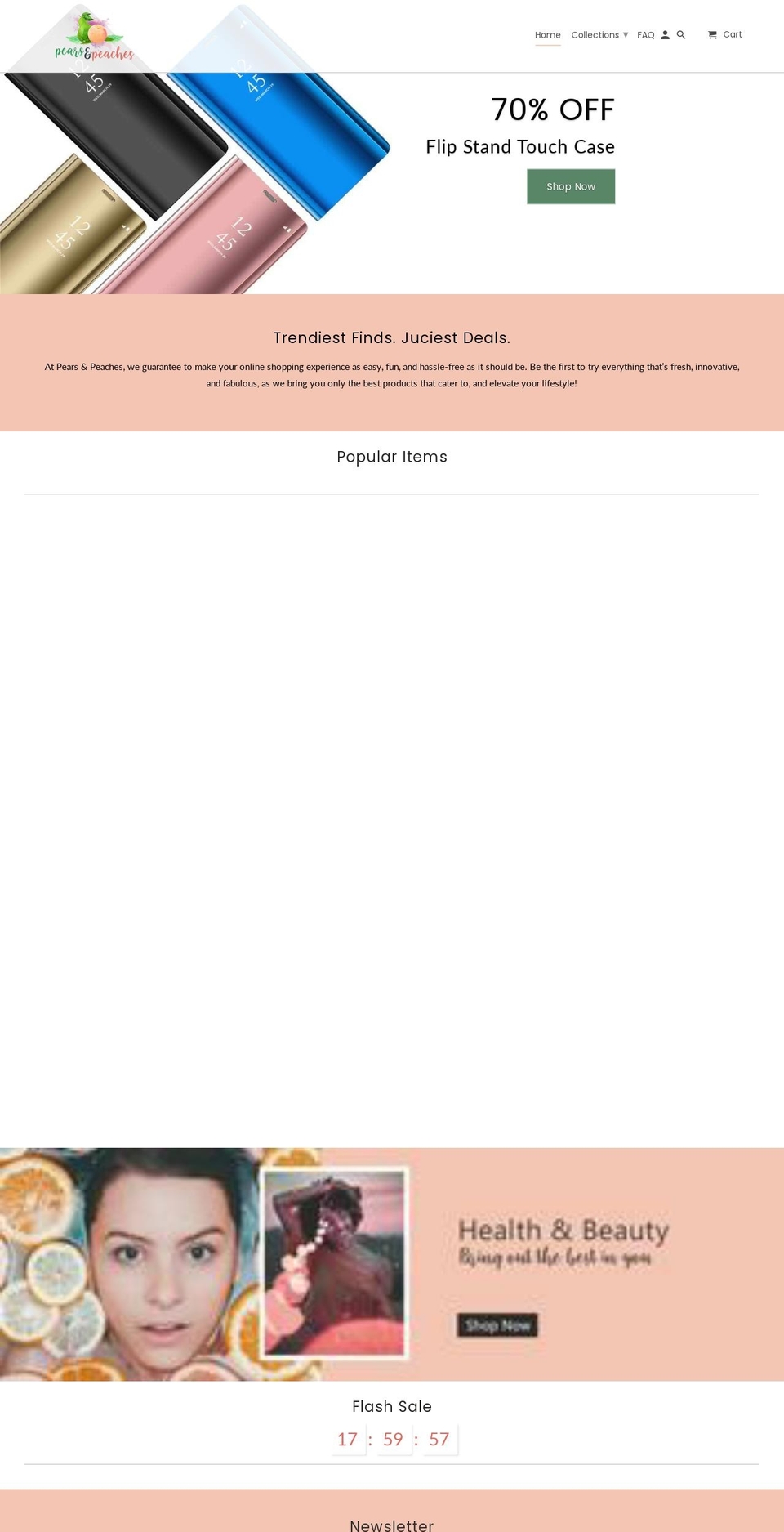 pearsandpeaches.com — Shopify storefront screenshot