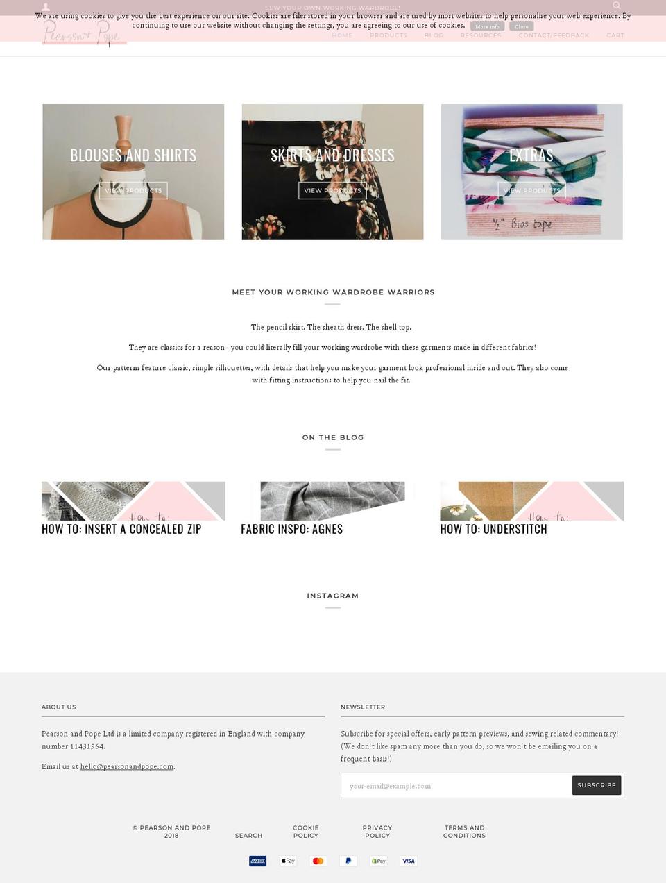 pearsonandpope.com — Shopify storefront screenshot