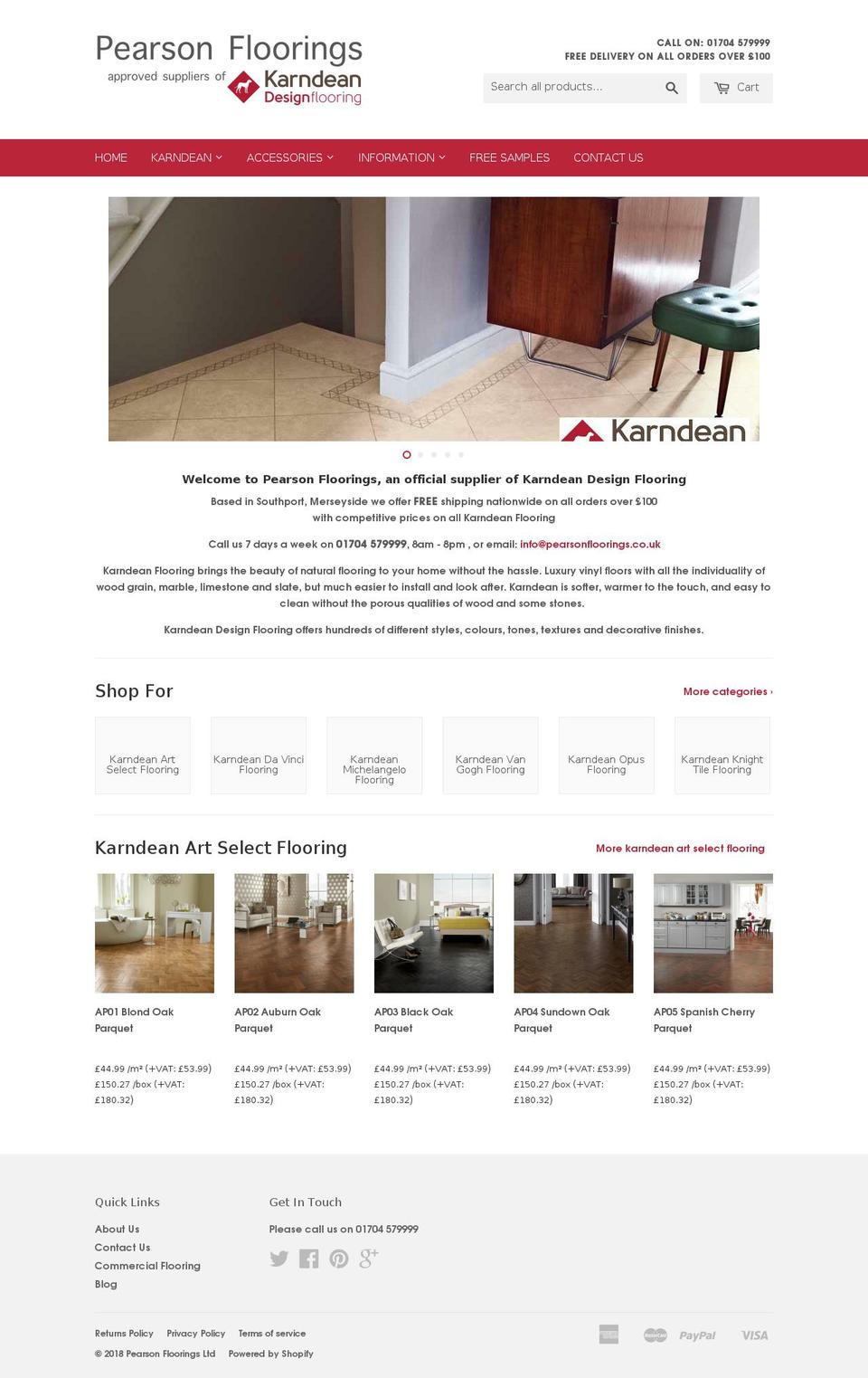 pearsonfloorings.com — Shopify storefront screenshot