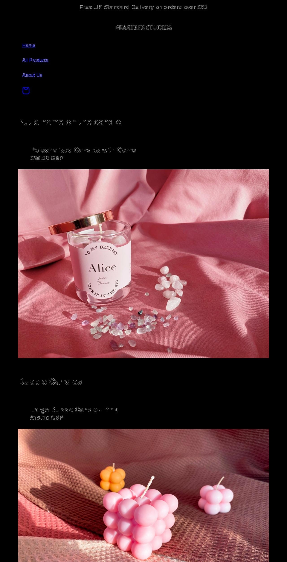 peartree-studios.com shopify website screenshot