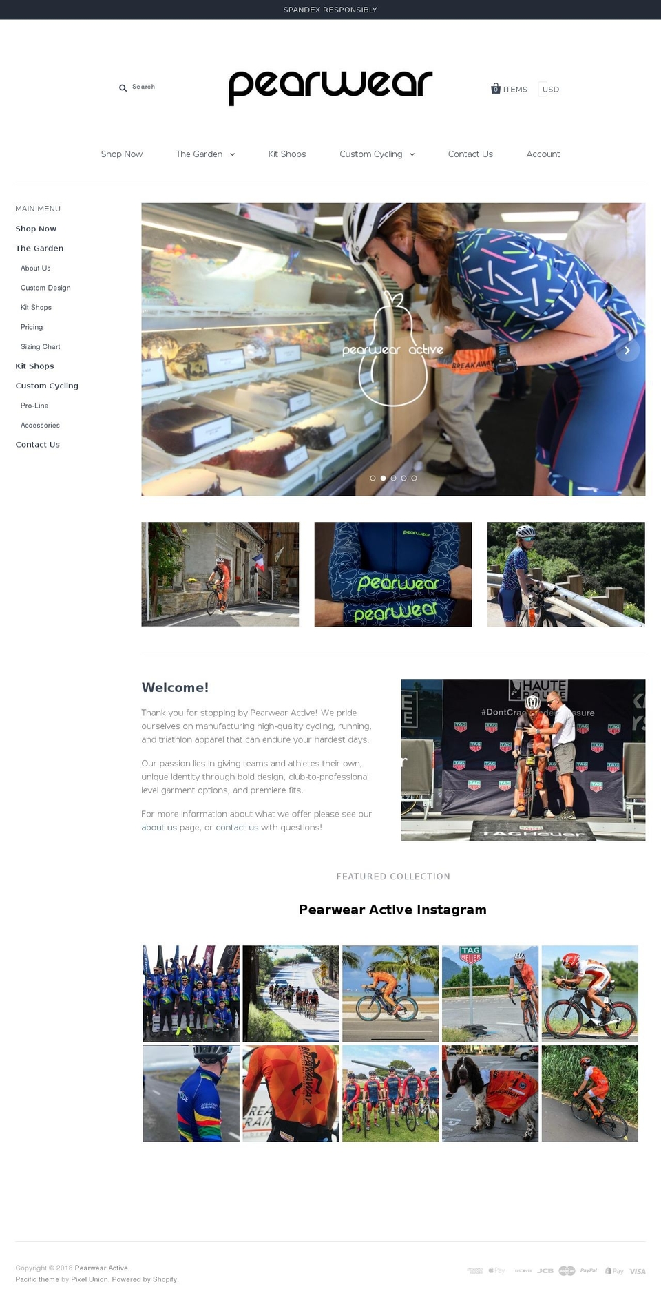 pearwearactive.com — Shopify storefront screenshot