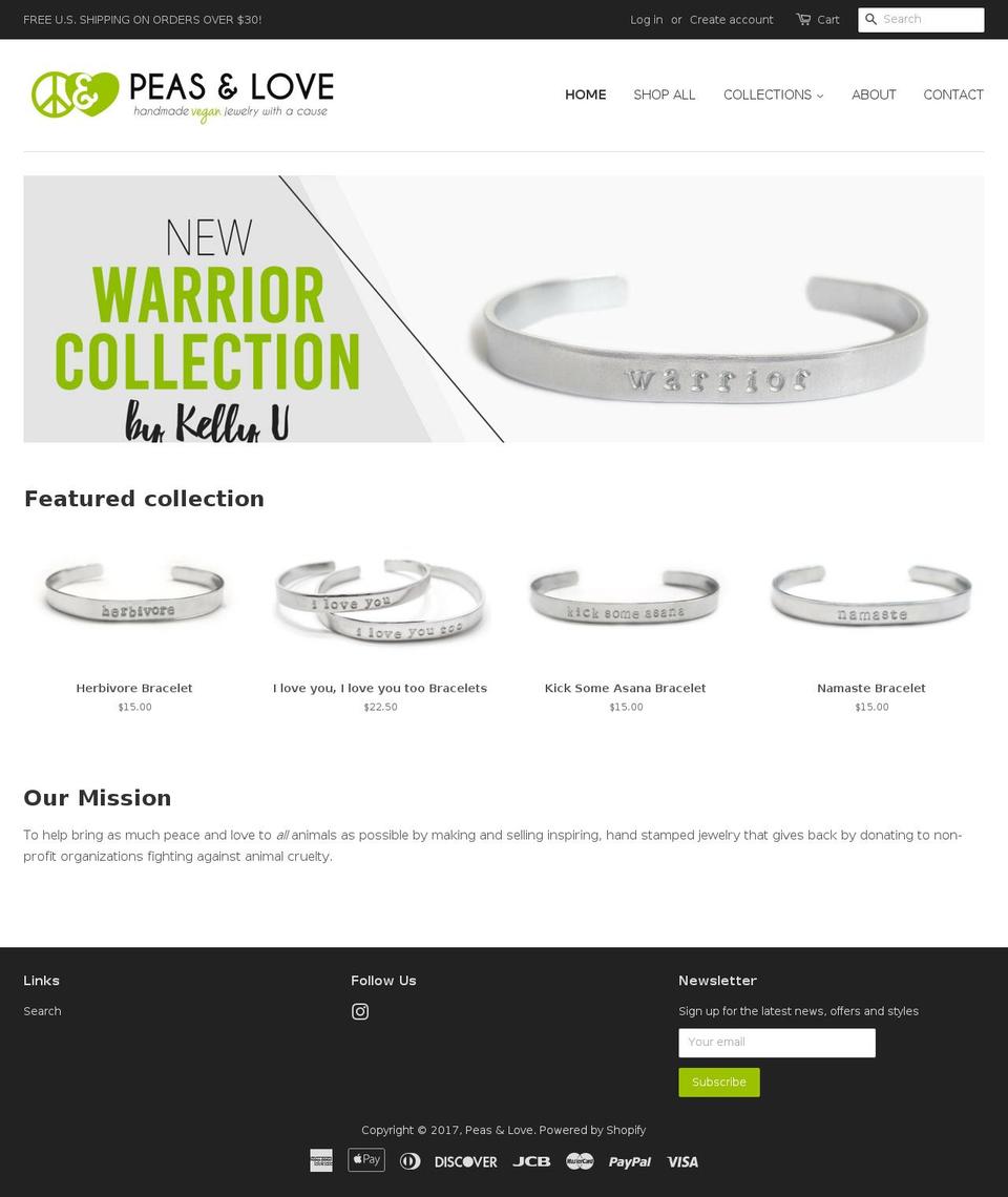 peas-love.com shopify website screenshot