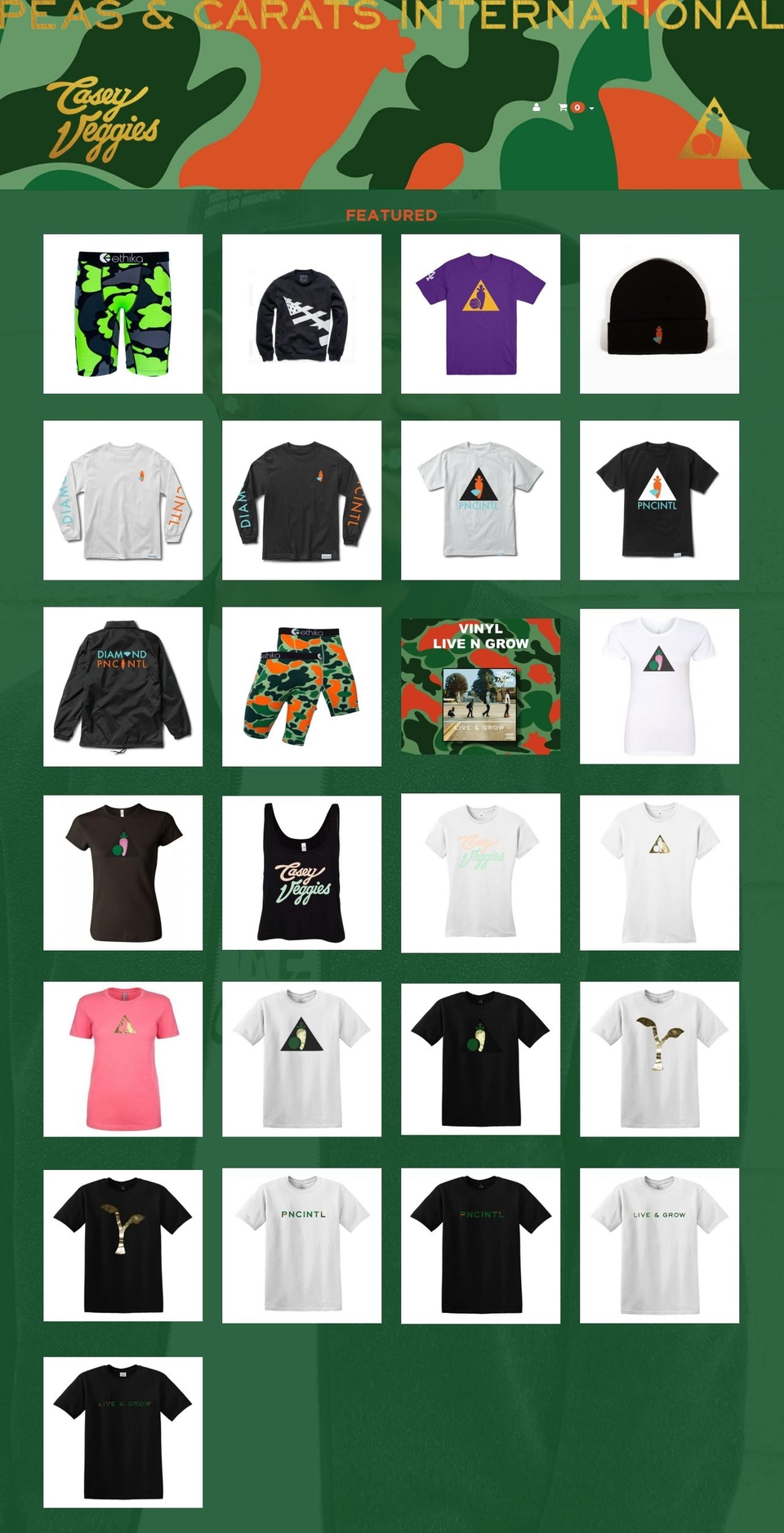 peasncaratsintl.com shopify website screenshot