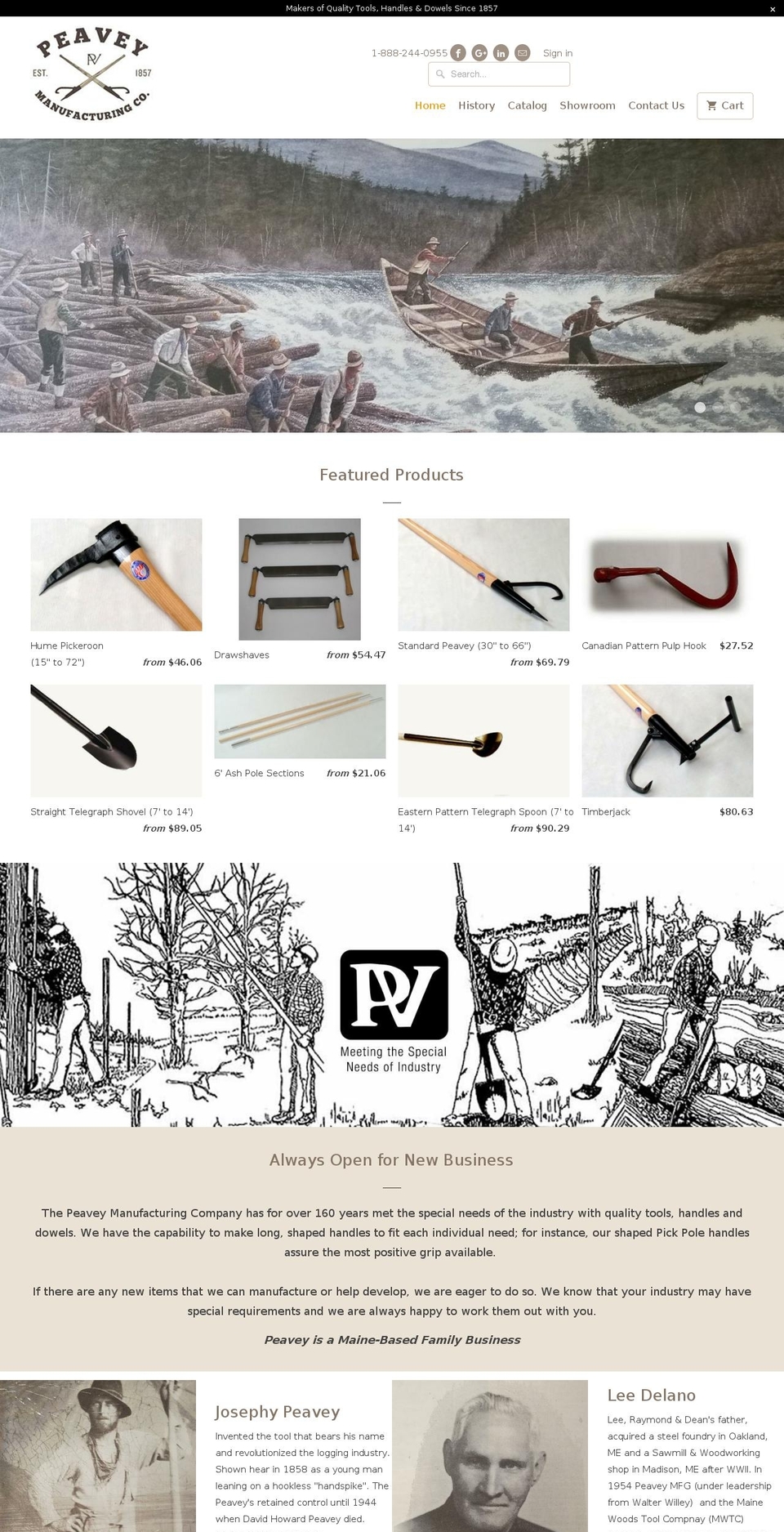 peaveymfg.com — Shopify storefront screenshot