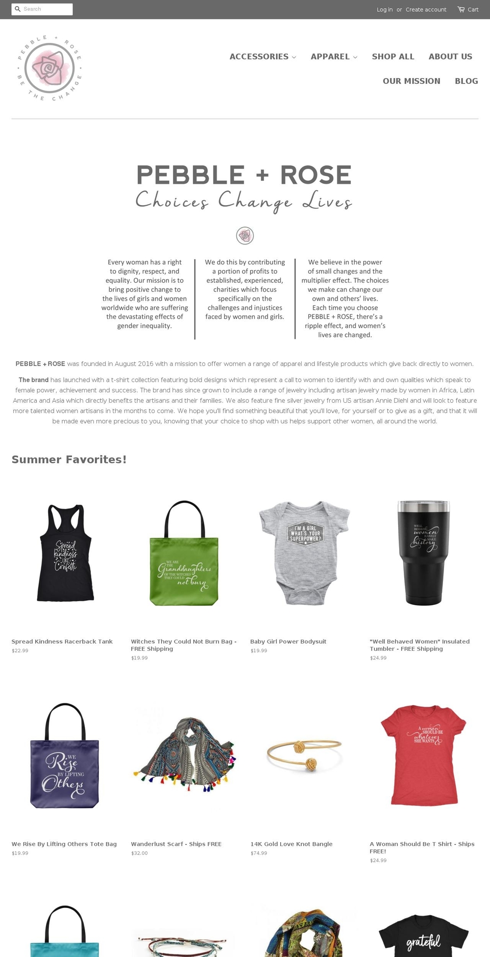 pebbleandrose.com — Shopify storefront screenshot