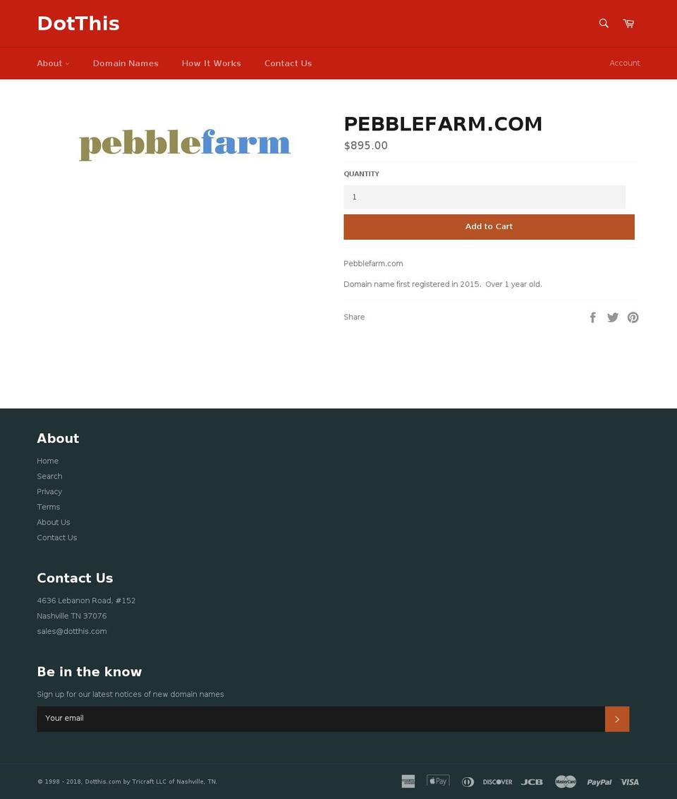 pebblefarm.com shopify website screenshot
