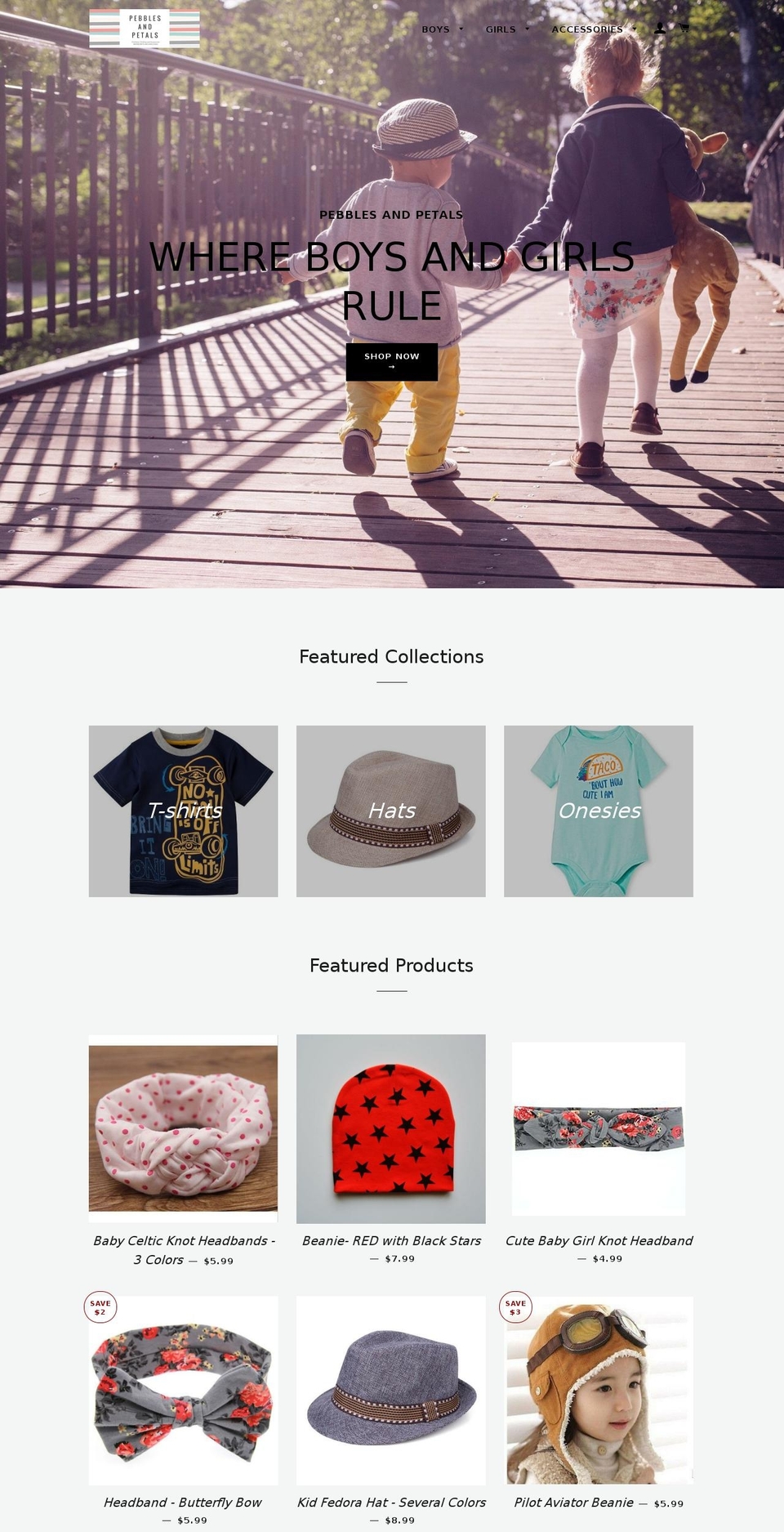 pebblesandpetals.com shopify website screenshot