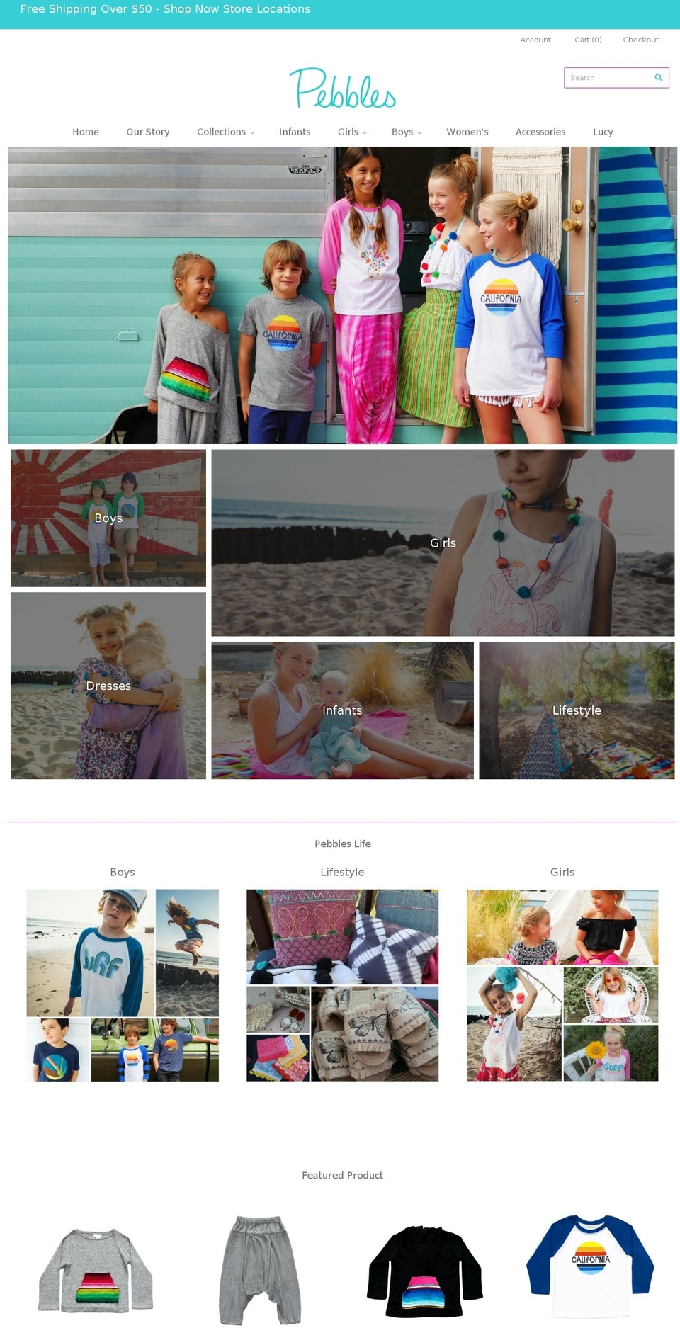 pebblesclothing.com — Shopify storefront screenshot