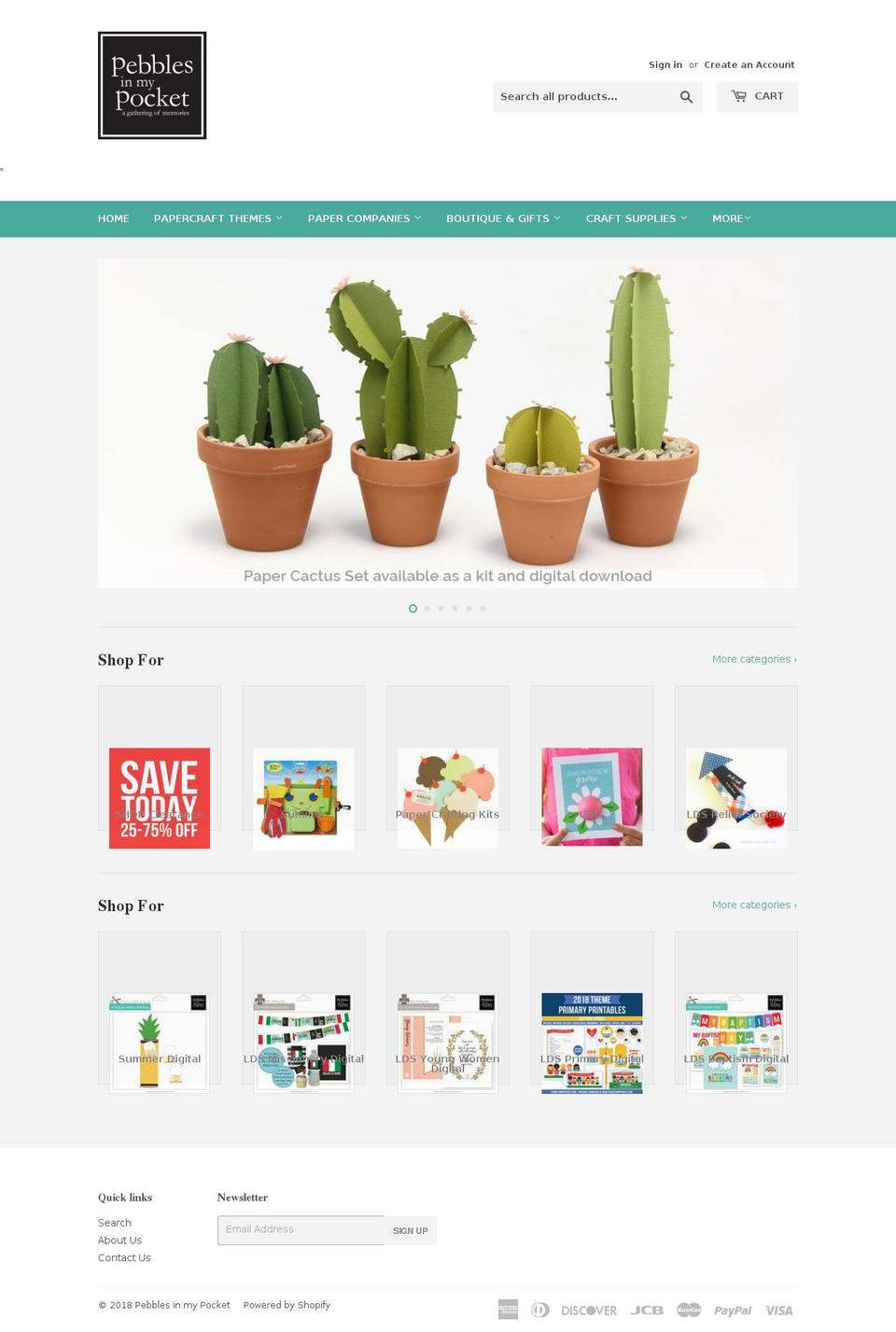 pebblesinmypocket.com shopify website screenshot