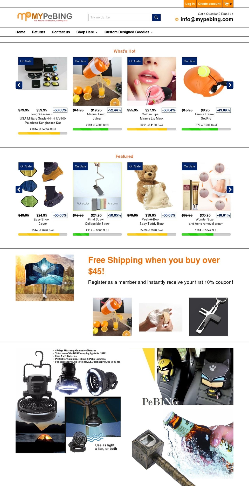 pebing.myshopify.com shopify website screenshot
