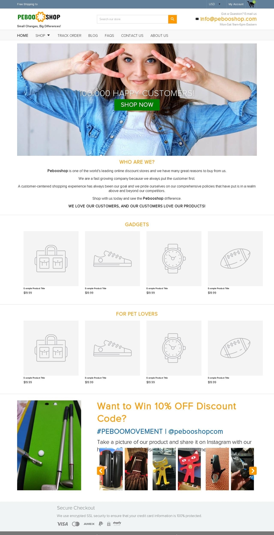 pebooshop.com — Shopify storefront screenshot