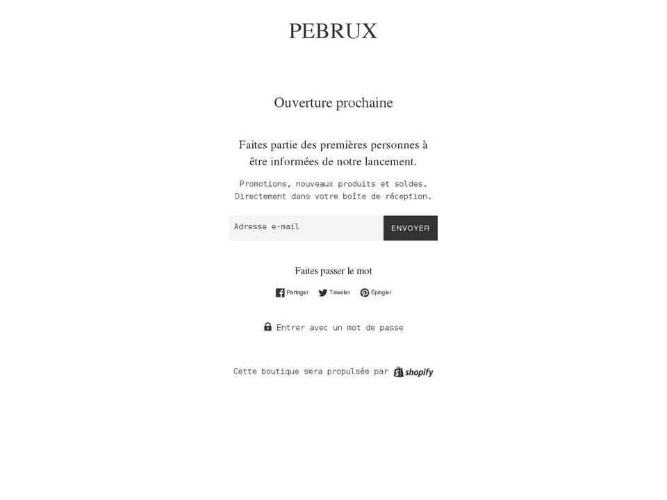 pebrux.com shopify website screenshot