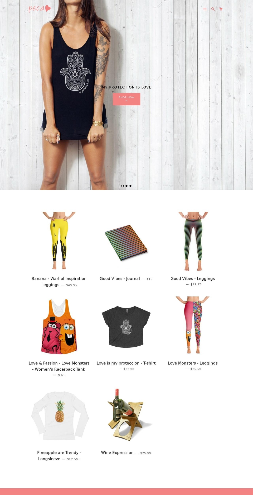 pecalove.com — Shopify storefront screenshot