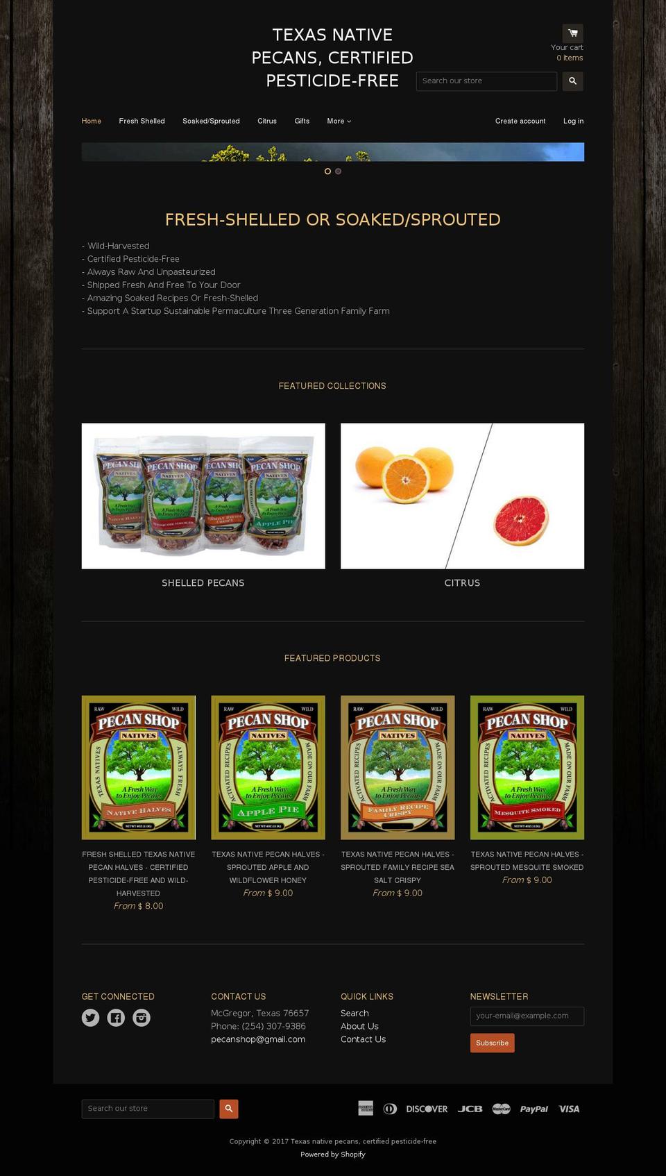 pecanshop.com shopify website screenshot