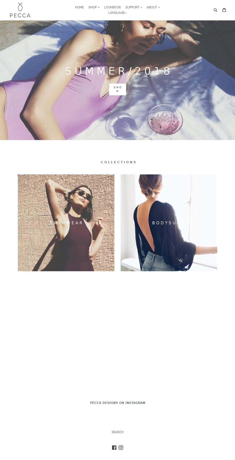 peccadesigns.com — Shopify storefront screenshot