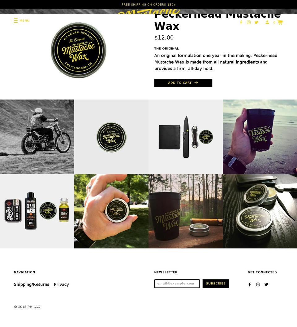 peckerheadwax.com — Shopify storefront screenshot