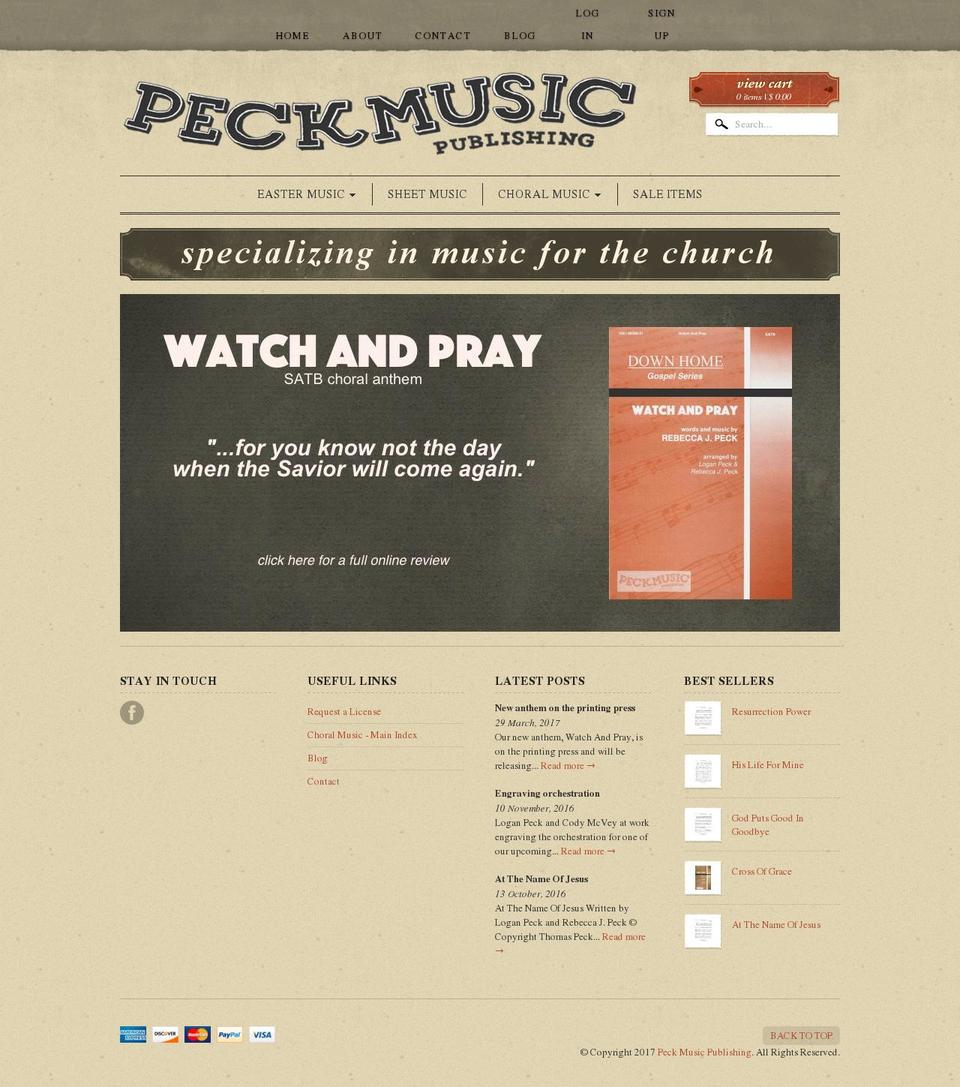 peckmusicpublishing.com shopify website screenshot