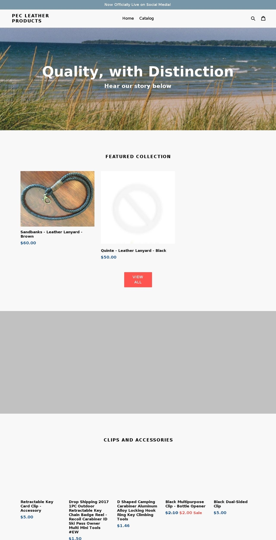 pecleather.com — Shopify storefront screenshot