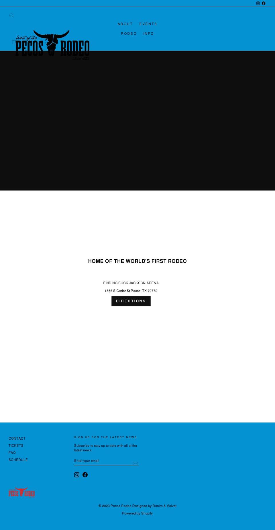 pecosrodeo.com shopify website screenshot