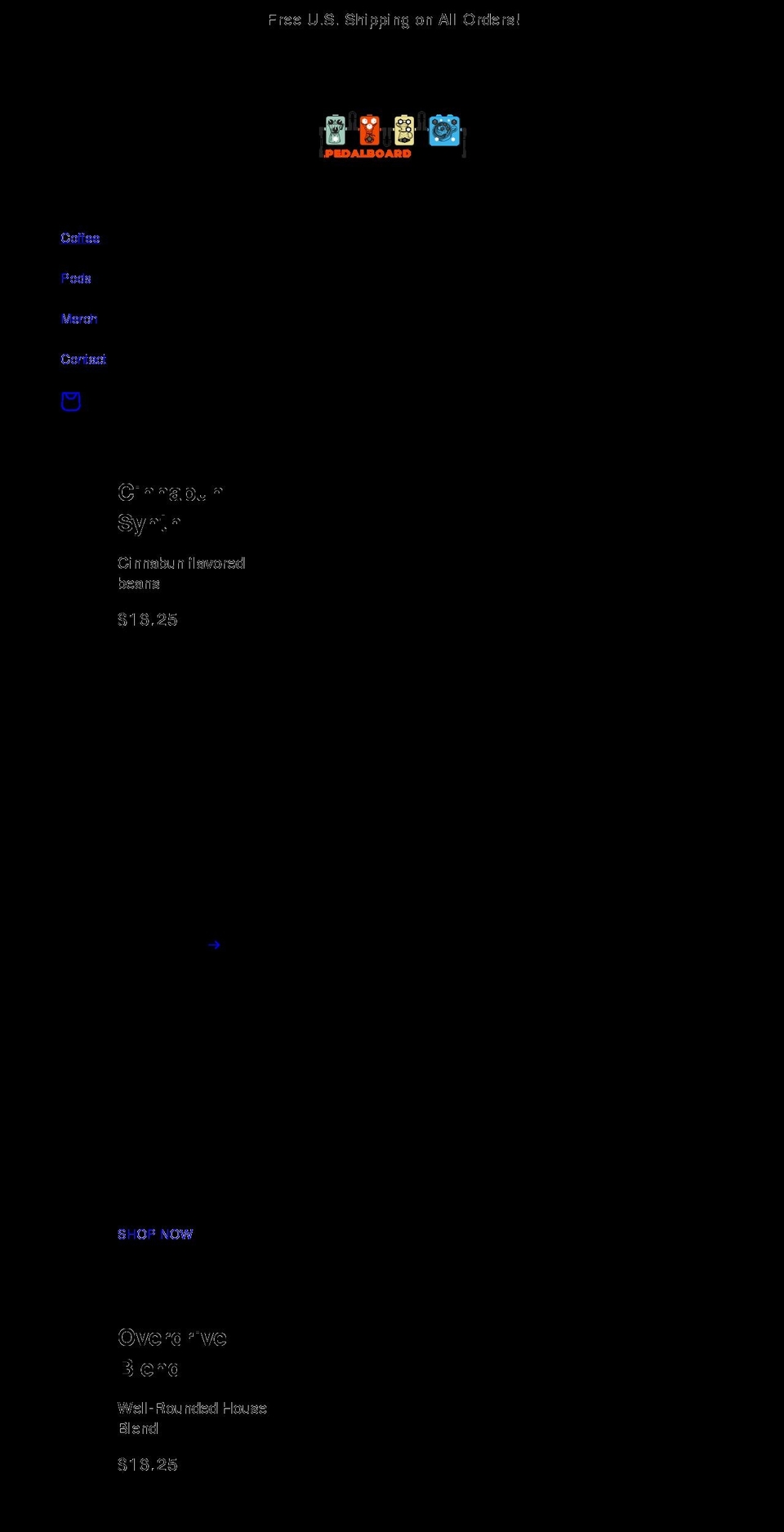 pedalboardcoffee.com shopify website screenshot