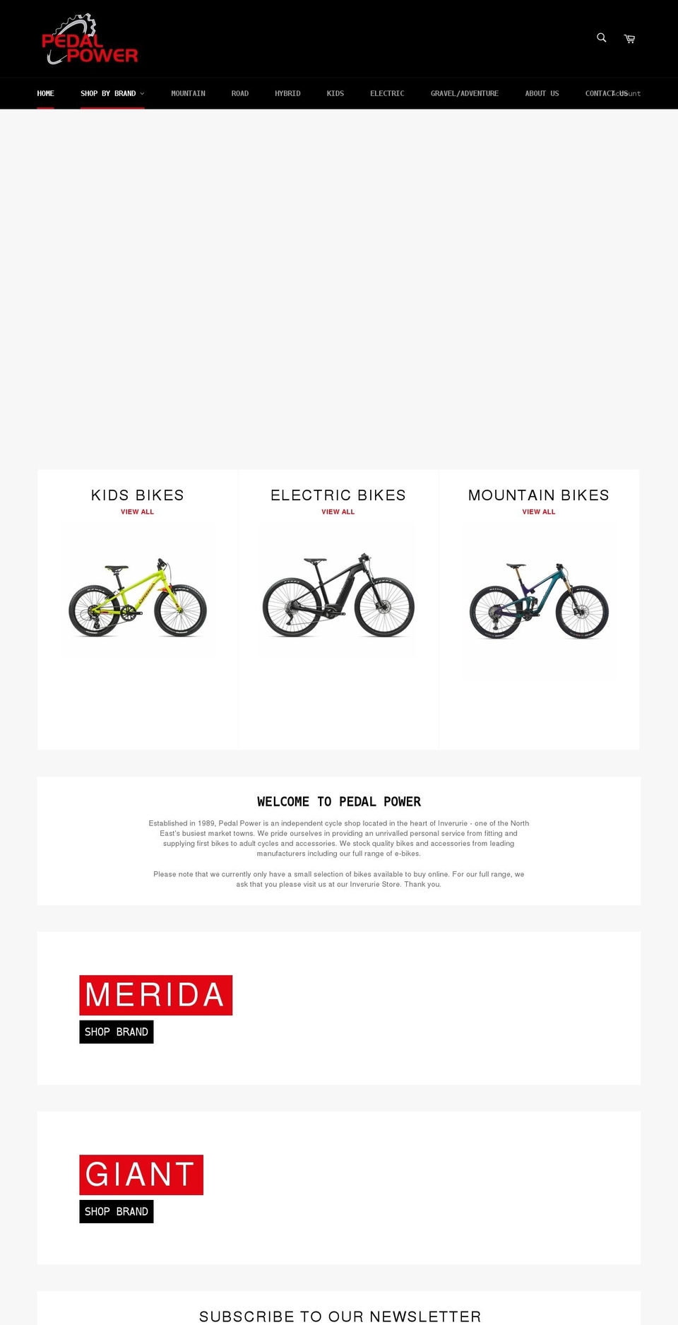 pedalpowercyclecentre.com shopify website screenshot