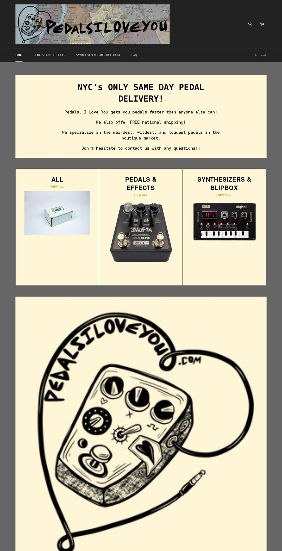 pedalsiloveyou.com shopify website screenshot