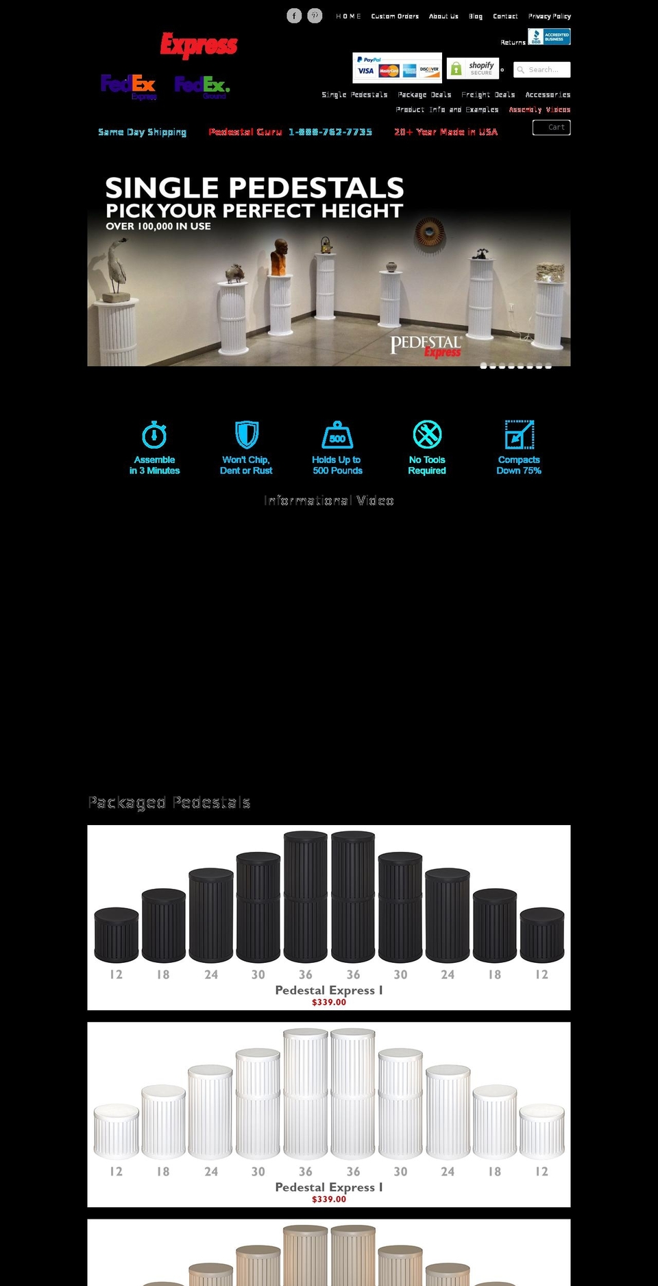 pedestelexpress.com — Shopify storefront screenshot