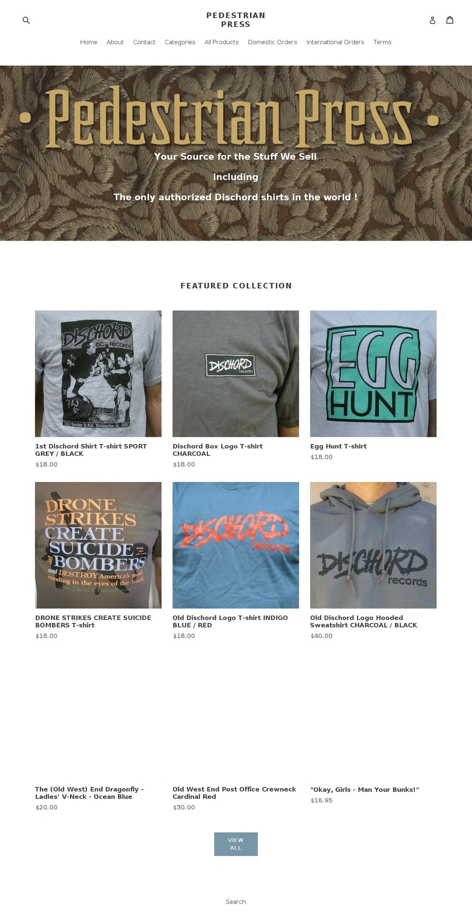 pedestrianpress.com — Shopify storefront screenshot