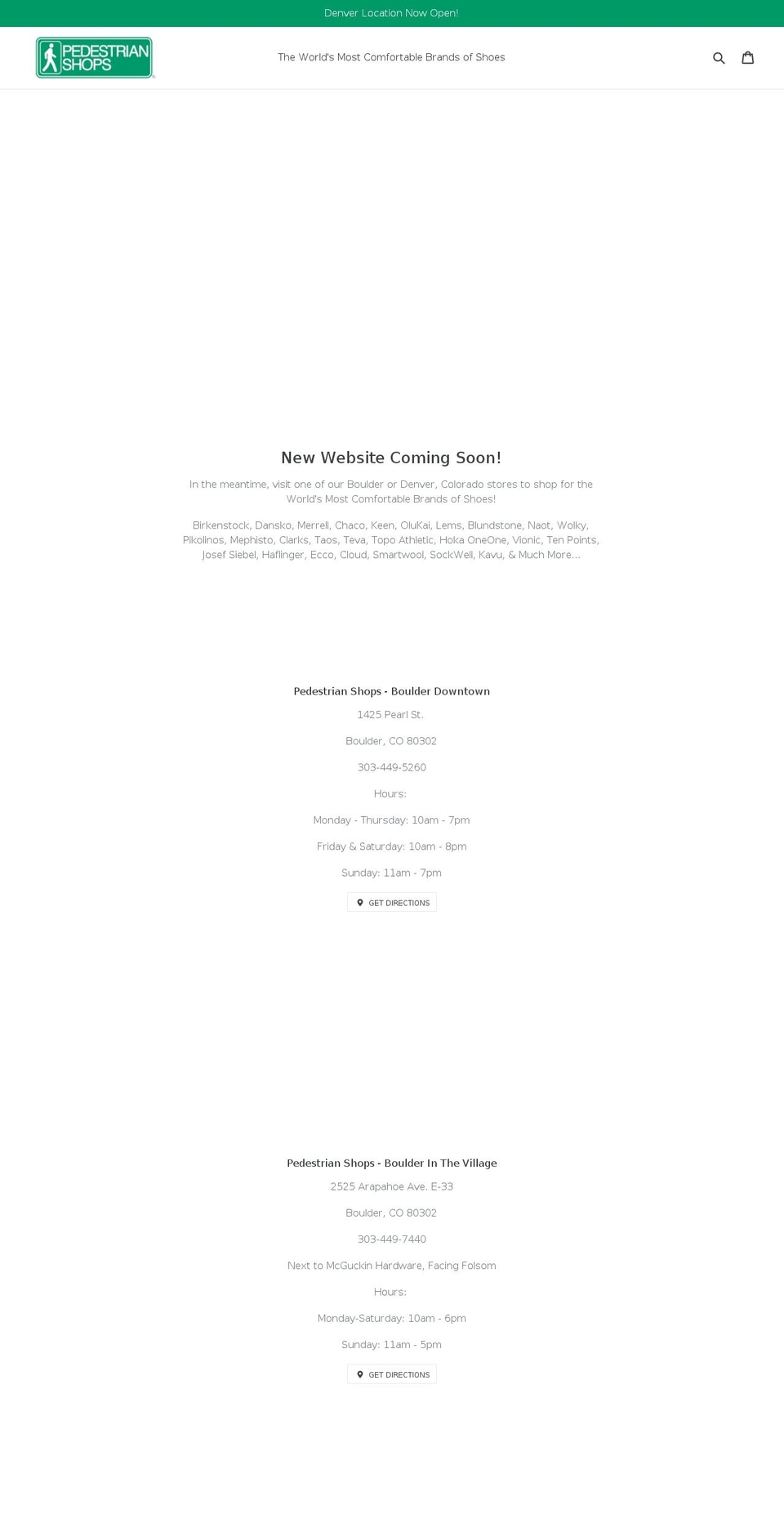 pedestrianshops.net shopify website screenshot
