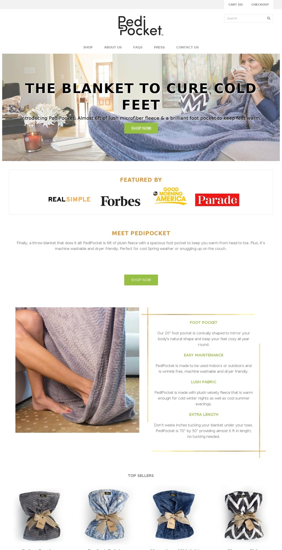 pedipocketblanket.com — Shopify storefront screenshot