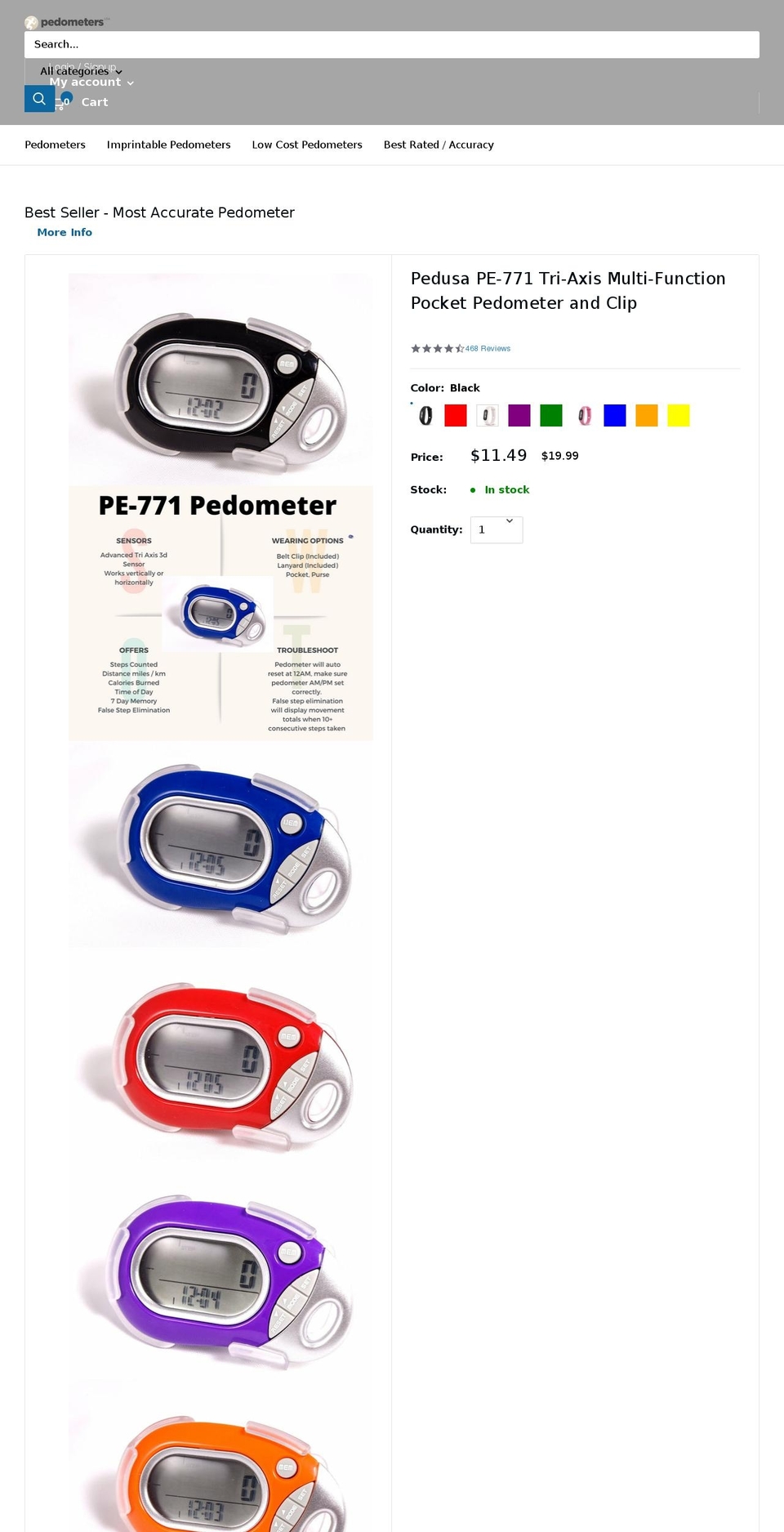 pedometersusa.co shopify website screenshot