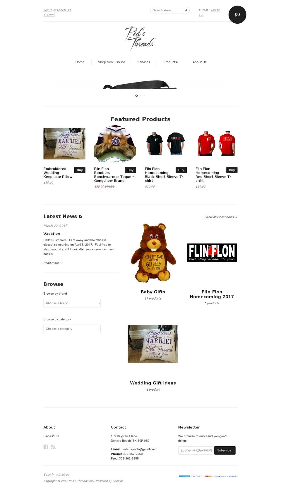 pedsthreads.com shopify website screenshot