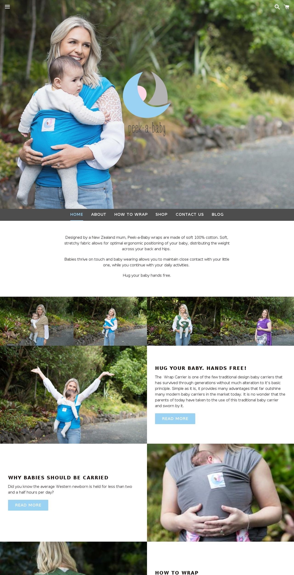 peekababy.co.nz shopify website screenshot