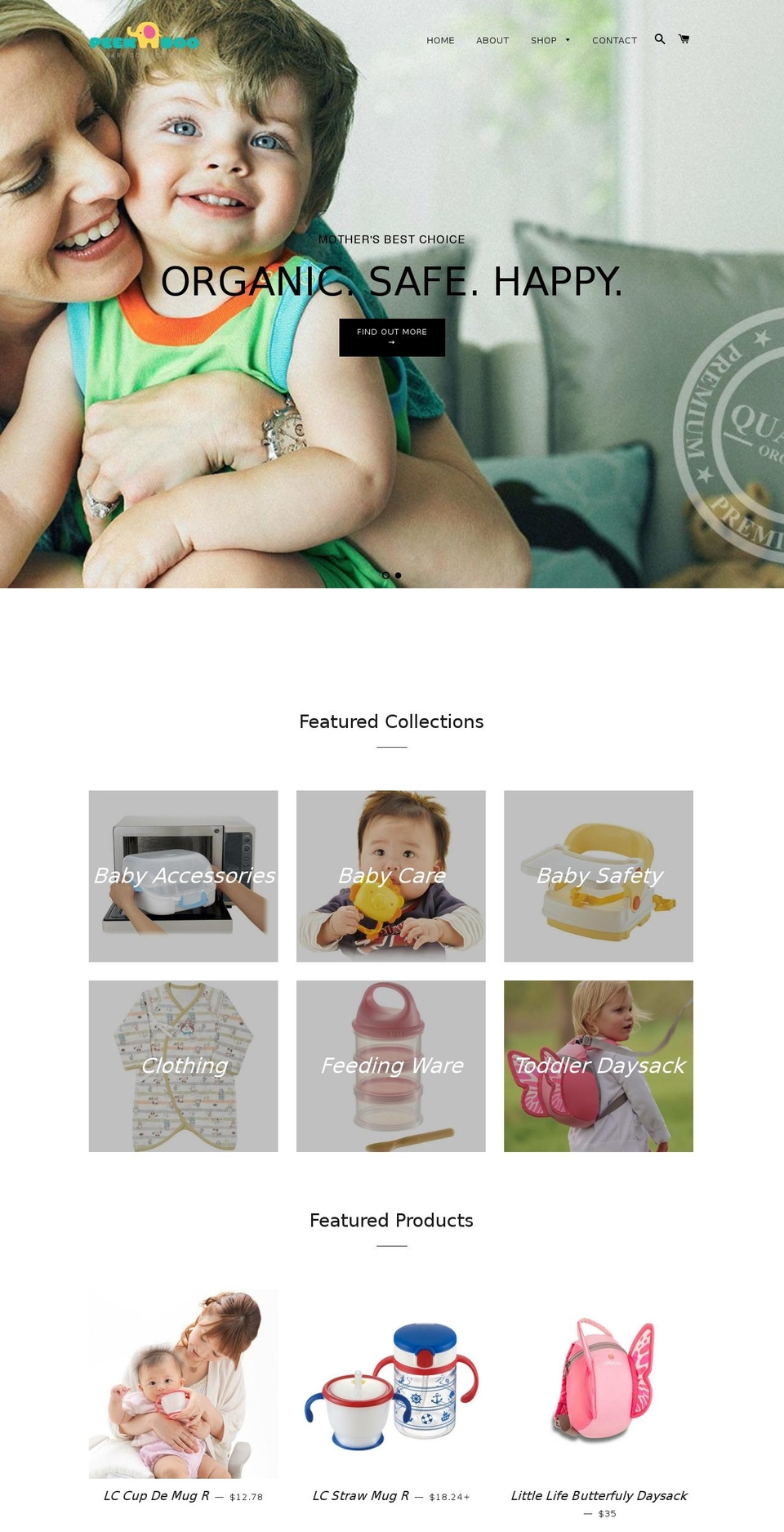 peekaboo.net.au shopify website screenshot