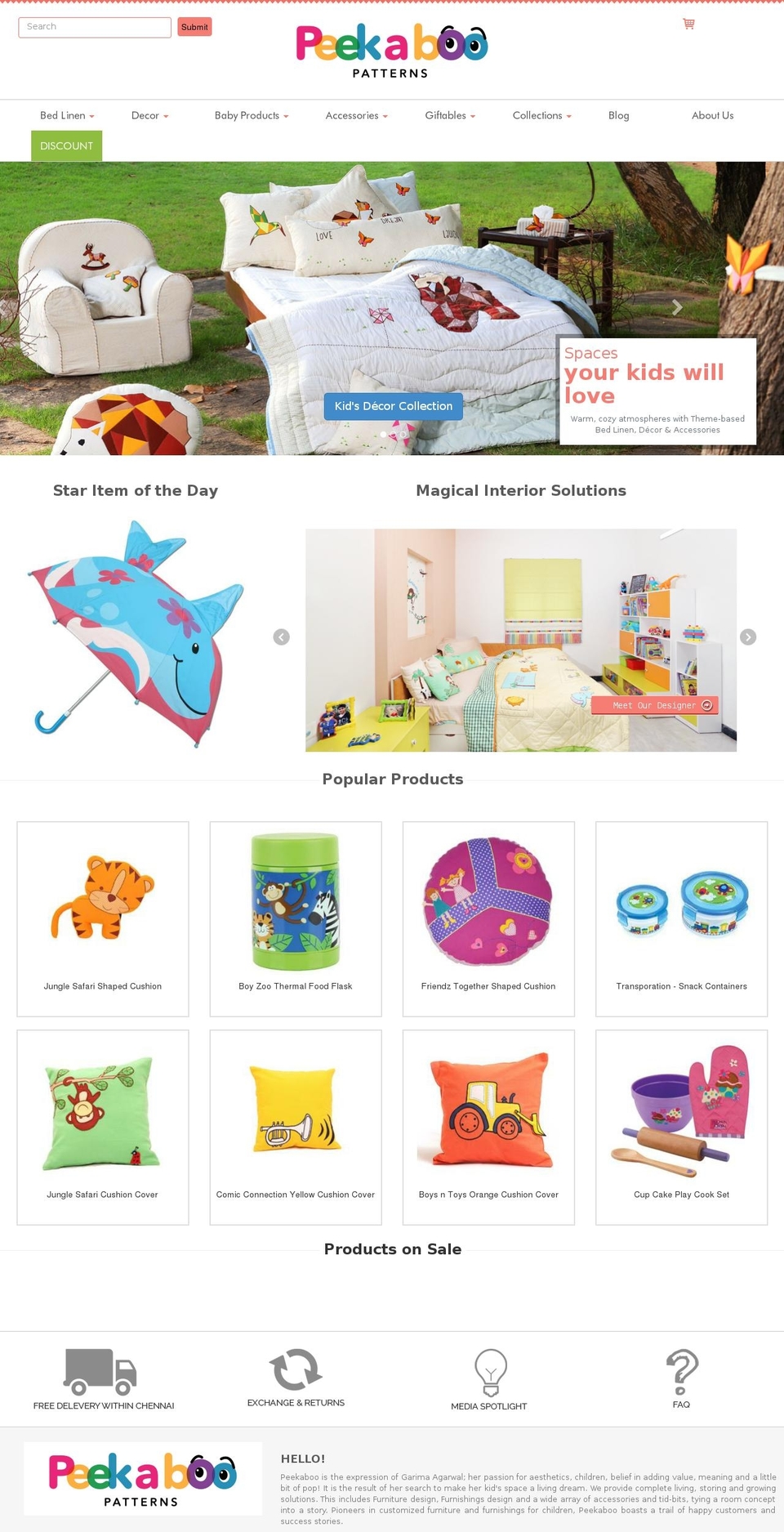 peekaboopatterns.com shopify website screenshot