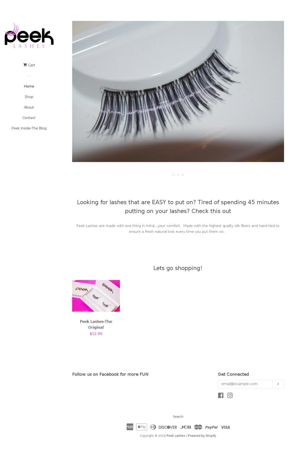 peeklashes.com — Shopify storefront screenshot