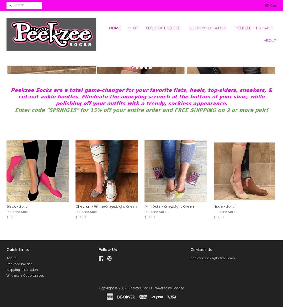 peekzee.com shopify website screenshot