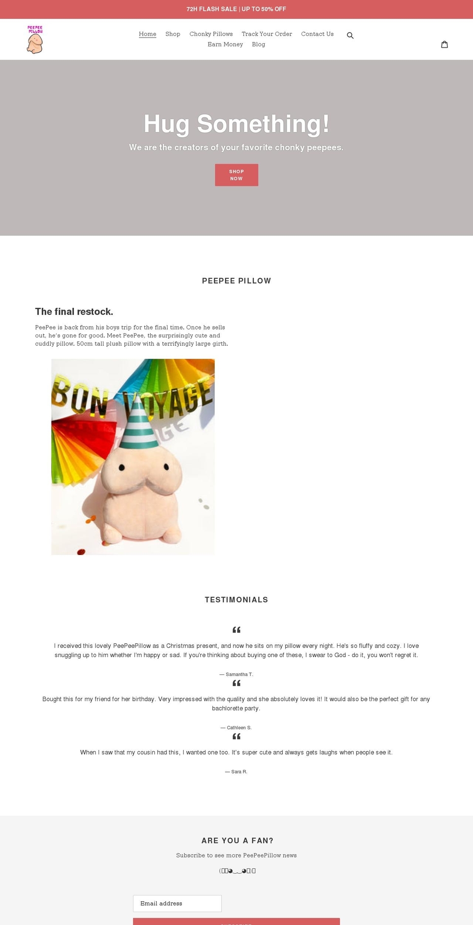 peepeepillow.com shopify website screenshot