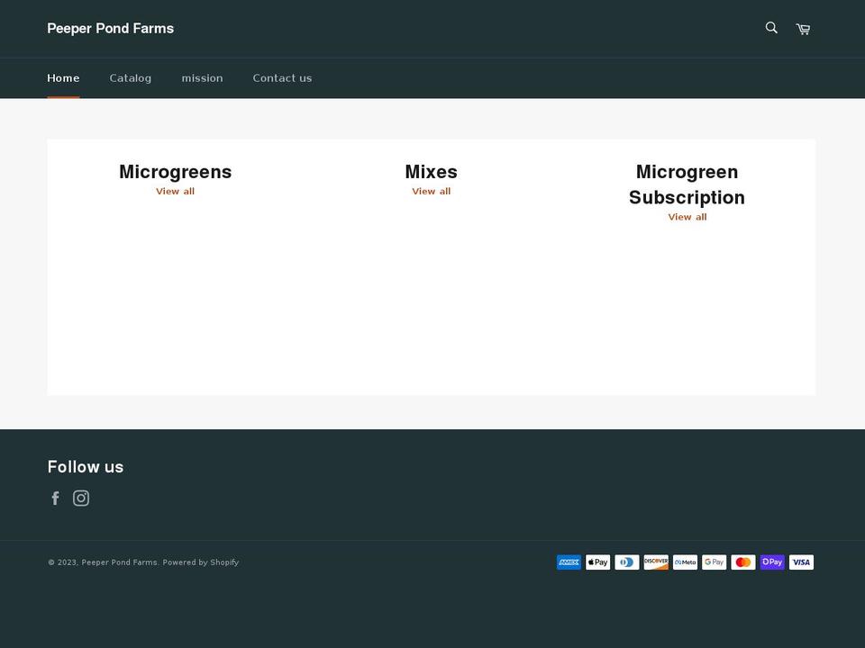 peeperpondfarms.com shopify website screenshot