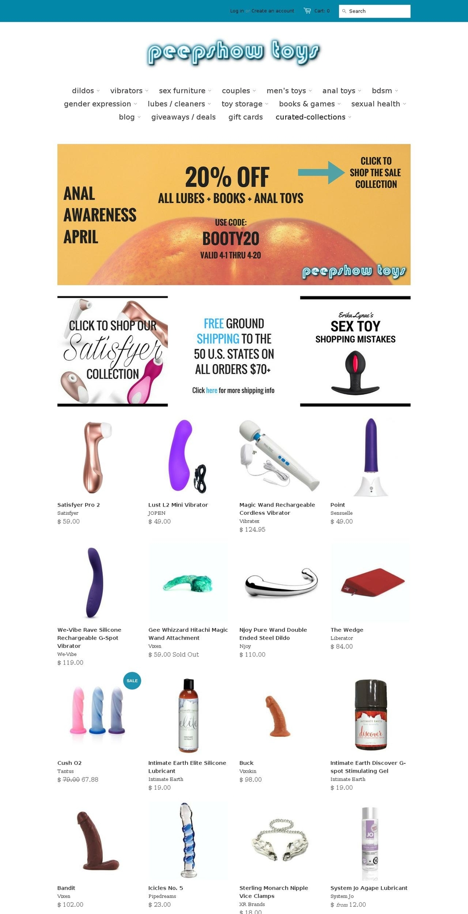 peepshowtoys.com shopify website screenshot