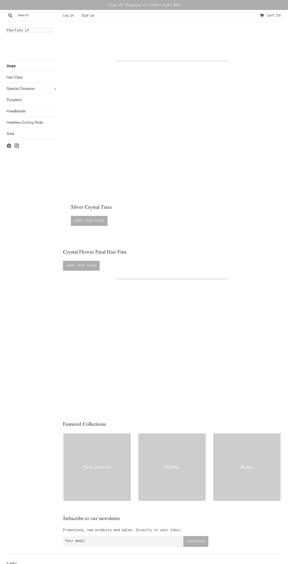 peerlessla.com shopify website screenshot