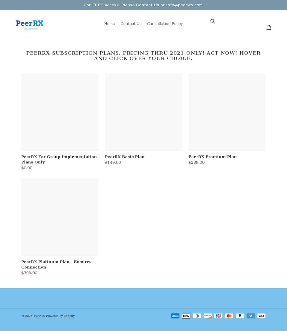 peerrx.myshopify.com shopify website screenshot